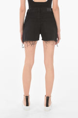 High-rise Denim DE-REG Hot Pants with Frayed Hems