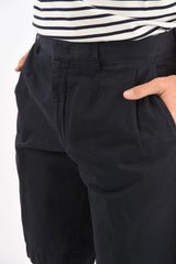 EZ LUXURY cotton and flax single pleat shorts