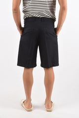 EZ LUXURY cotton and flax single pleat shorts