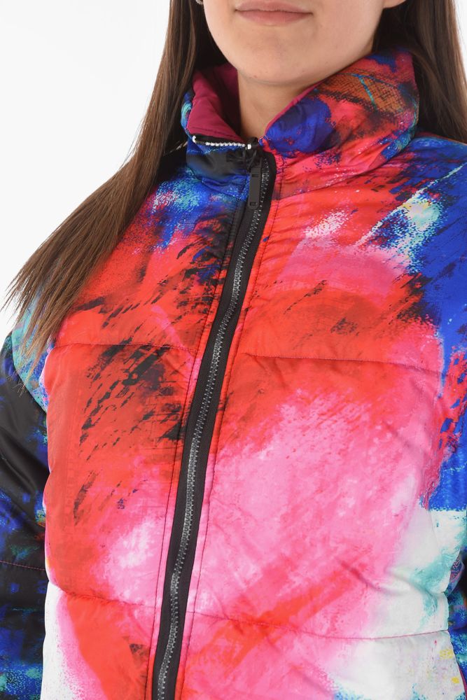 Tie Dye Effect Reversible Puffer Jacket