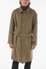 ZZEGNA hidden closure chesterfield coat with belt