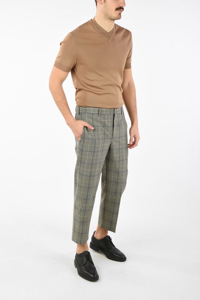 Slim Fit Tartan Printed Pants with Hidden Closure