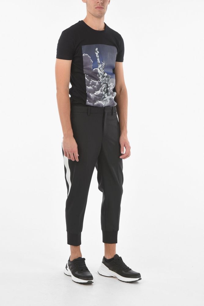 Virgin wool-blend Pants with Contrasting Embroidered Side Ba