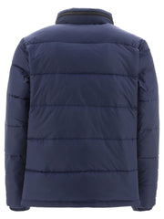 Down jacket with packable hood