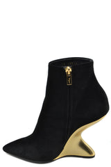 Salvatore Ferragamo Bootie Color: Black Material: chamois : 100%