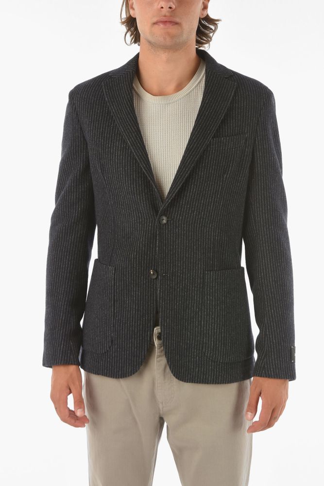 Z ZEGNA Unlined Striped Wool Blend Blazer