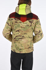 camouflage down jacket with wool detail