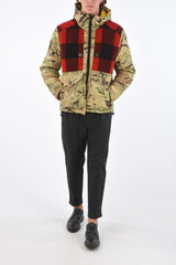 camouflage down jacket with wool detail