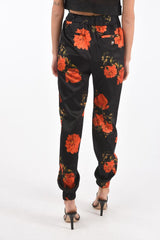 COUTURE silk Roses printed jogger pants