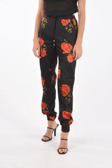 COUTURE silk Roses printed jogger pants