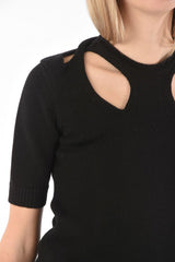 Short-sleeved Cut-out Detail Cotton Blend Top