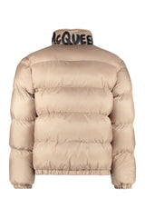 Logo print short down jacket