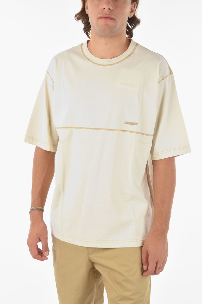 T-shirt Crew-neck BIRCH PARSNIP With Maxi Overstitch