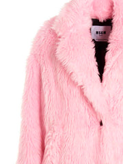 Single breast eco fur jacket