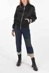 Front Zipped Multipocket Satin Bomber Jacket