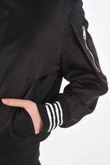 Front Zipped Multipocket Satin Bomber Jacket