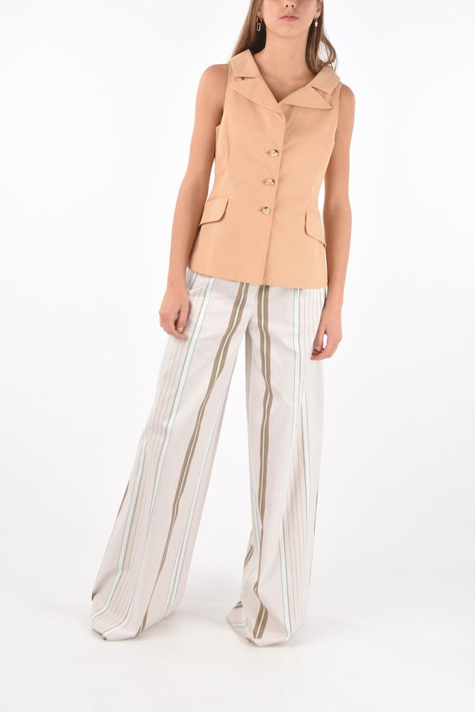 3 Pocket Single-pleated Bayadere Palazzo Pants