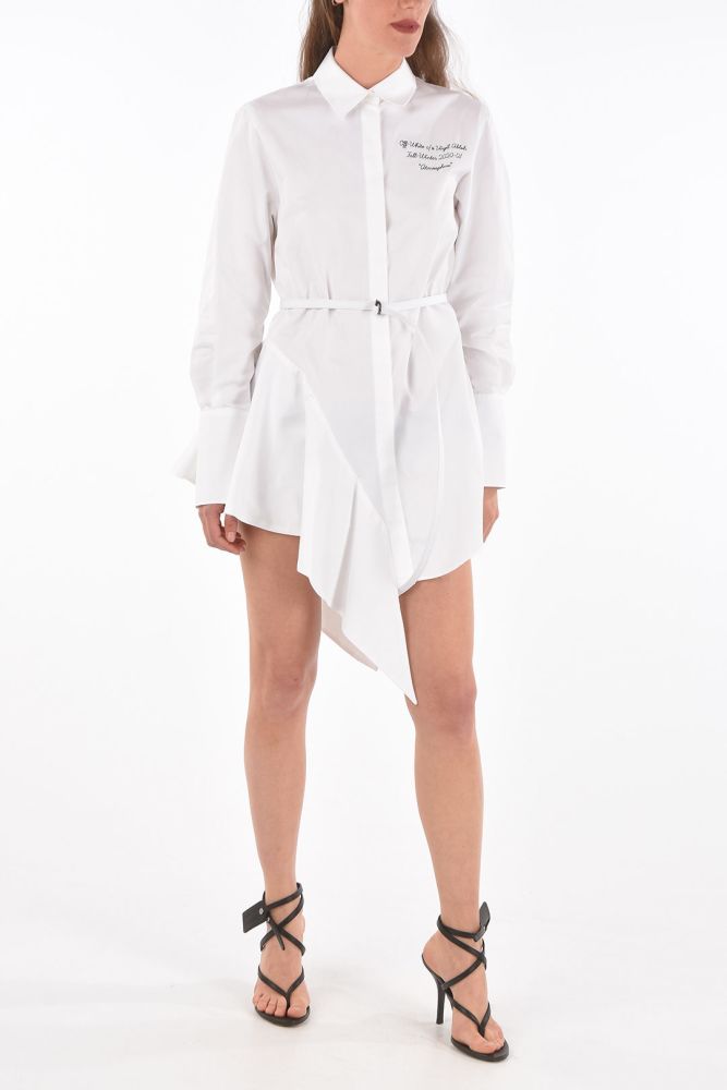 Embroidered LOGO ASYMMETRICAL Shirt Dress