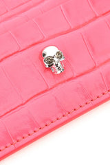 CROCO-EMBOSSED LEATHER SKULL CARD HOLDER