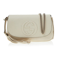 Gucci white soho tassel leather crossbody shoulder bag