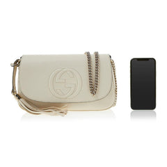 Gucci white soho tassel leather crossbody shoulder bag