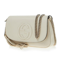 Gucci white soho tassel leather crossbody shoulder bag