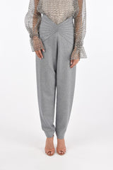 V Waist Herringbone Wool Pants