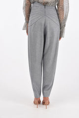 V Waist Herringbone Wool Pants