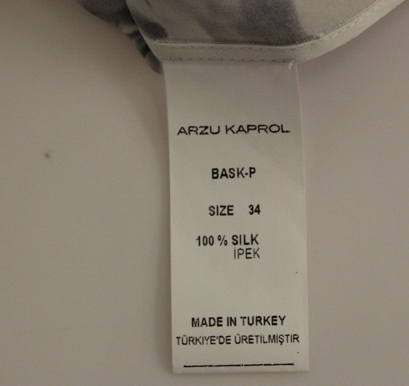 Arzu Kaprol Gray Blue Silk Sleeveless Top Shirt Blouse