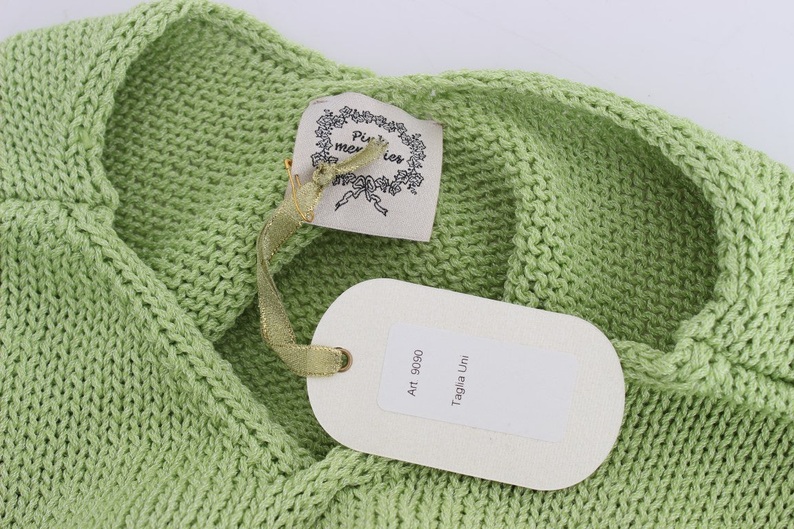 PINK MEMORIES Green Cotton Blend Knitted Sweater
