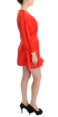Fyodor Golan Red Mini Linen 3/4 Sleeve Sheath Dress