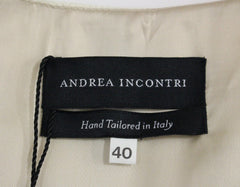 Andrea Incontri White Printed Shift V-neck Sheath Dress