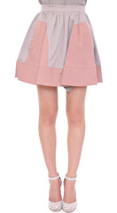 Comeforbreakfast Sleek Pleated Mini Skirt in Pink and Gray