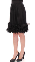 Dolce & Gabbana Black Silk Transparent Above Knees Skirt