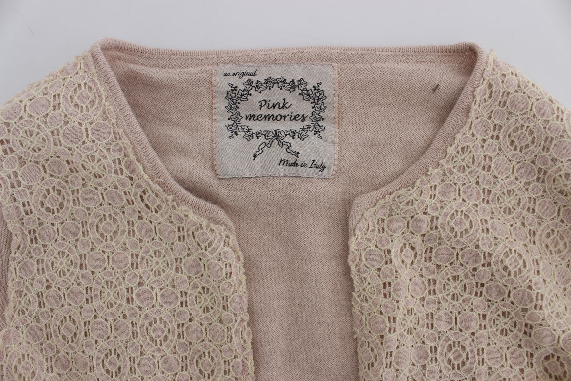 PINK MEMORIES Pink Floral Lace Wrap Sweater