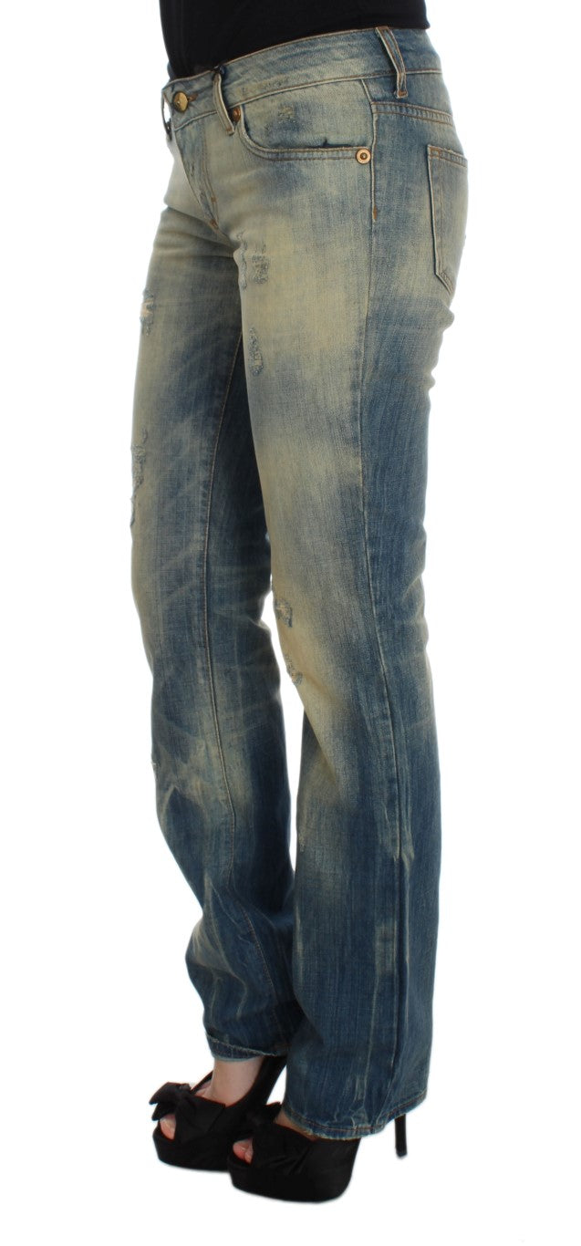 Cavalli Blue Wash Cotton Slim Fit Bootcut Jeans