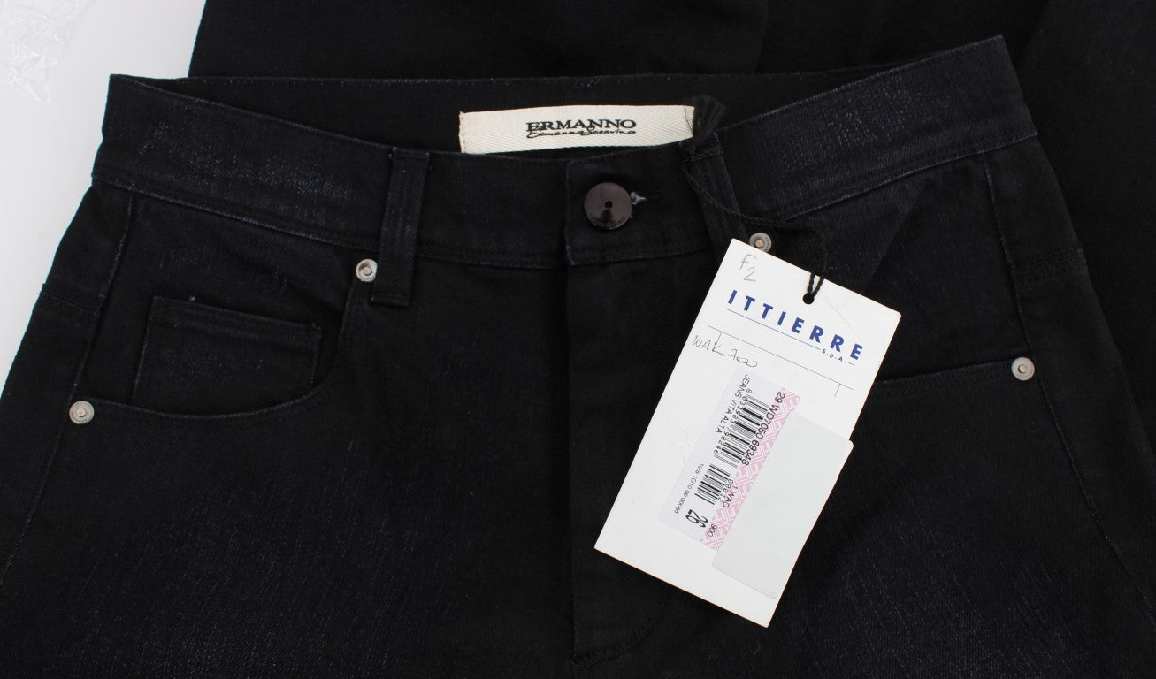 Ermanno Scervino Blue Cotton Blend Slim Fit Bootcut Jeans