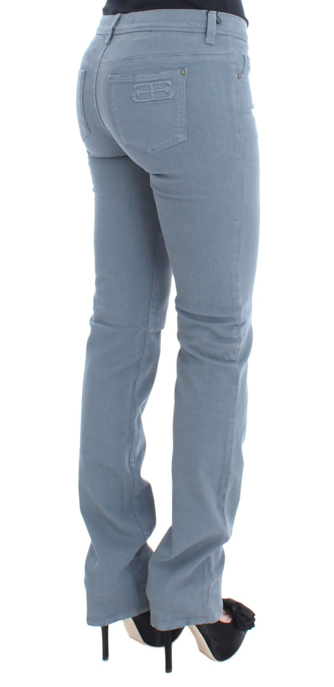 Ermanno Scervino Blue Cotton Blend Slim Fit Bootcut Jeans