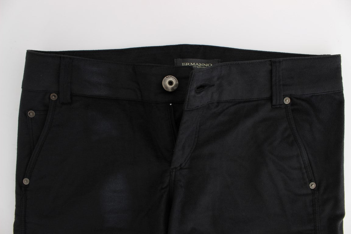 Ermanno Scervino Black Cotton Blend Regular Fit Pants