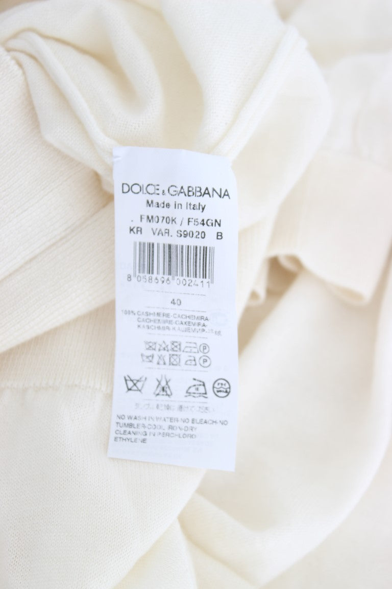 Dolce & Gabbana White 100% Cashmere Sweater