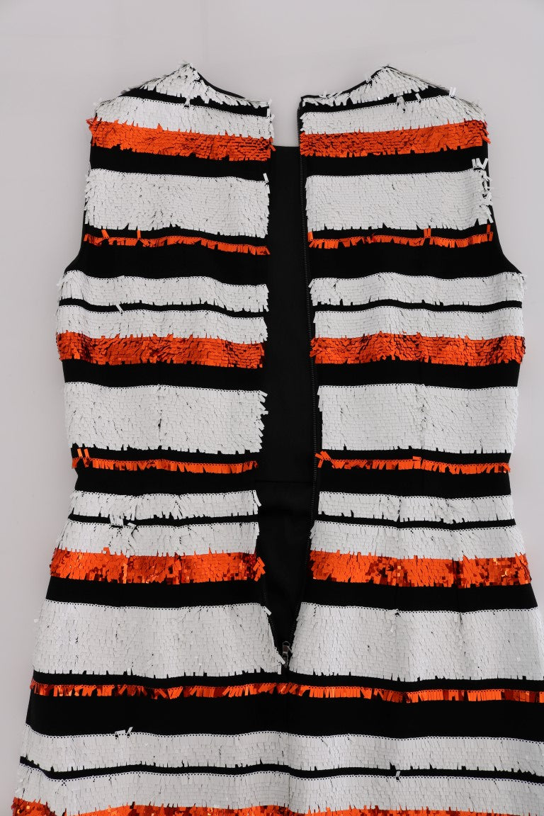Dolce & Gabbana Multicolored Striped Sequined Stretch Dress