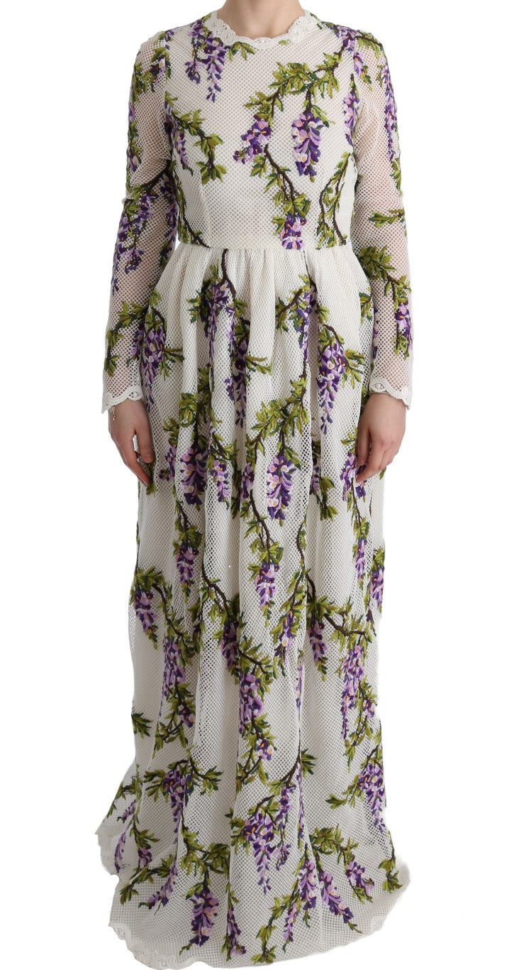 Dolce & Gabbana White Floral Embroidered Maxi Dress