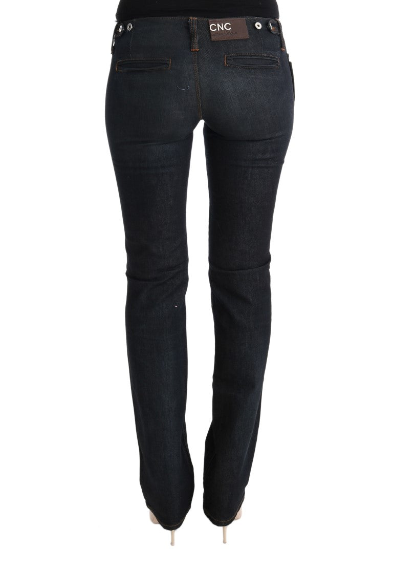 Costume National Gray Cotton Slim Flared Jeans