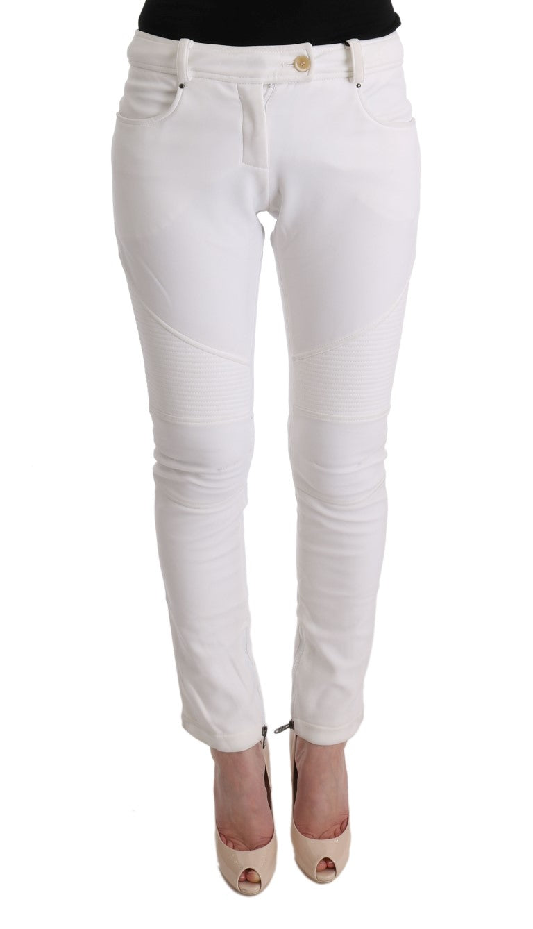 Ermanno Scervino White Cotton Slim Fit Casual Pants