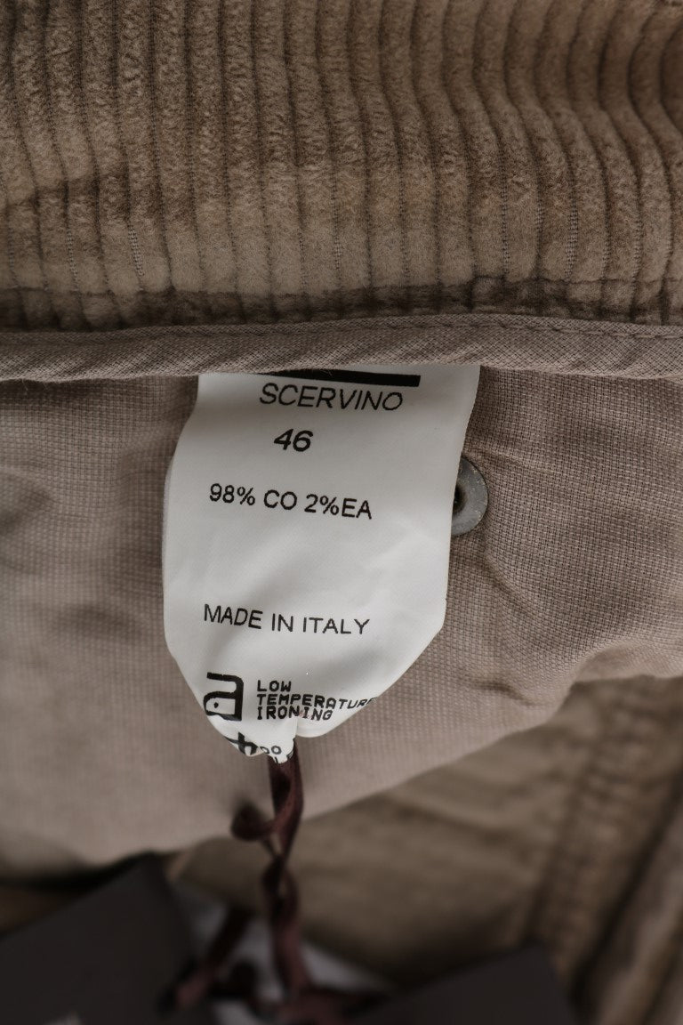 Ermanno Scervino Beige Cotton Velvet Regular Fit Pants