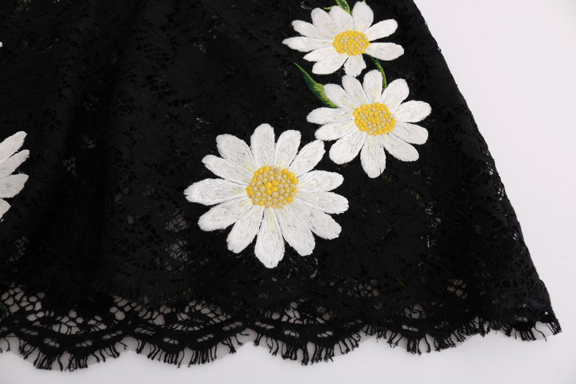 Dolce & Gabbana Black Floral Lace Chamomile Sicily Dress