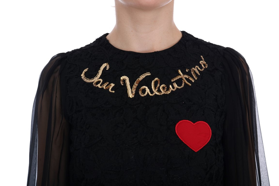 Dolce & Gabbana Black San Valentino Sequined Shift Dress