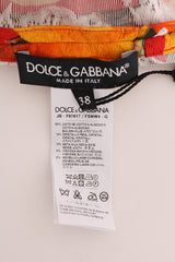 Dolce & Gabbana Orange Print Crystal-Embellished Blouse