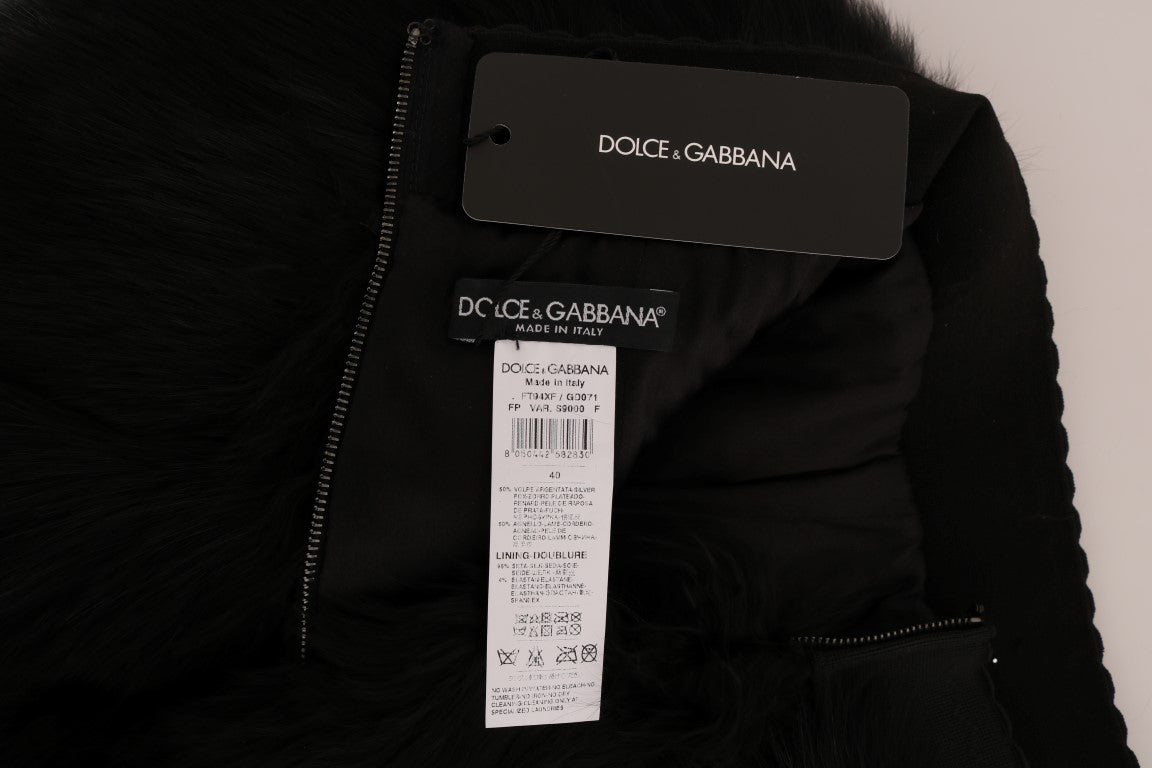 Dolce & Gabbana Black Lamb Fox Fur Mini Hot Pants