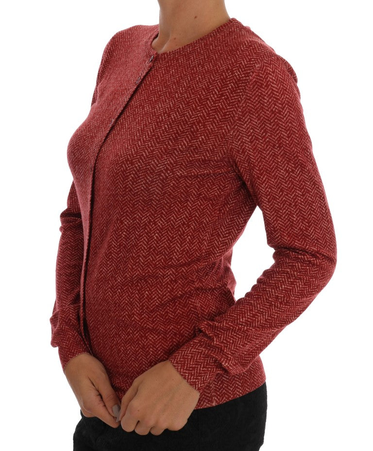 Dolce & Gabbana Red Wool Top Cardigan Sweater
